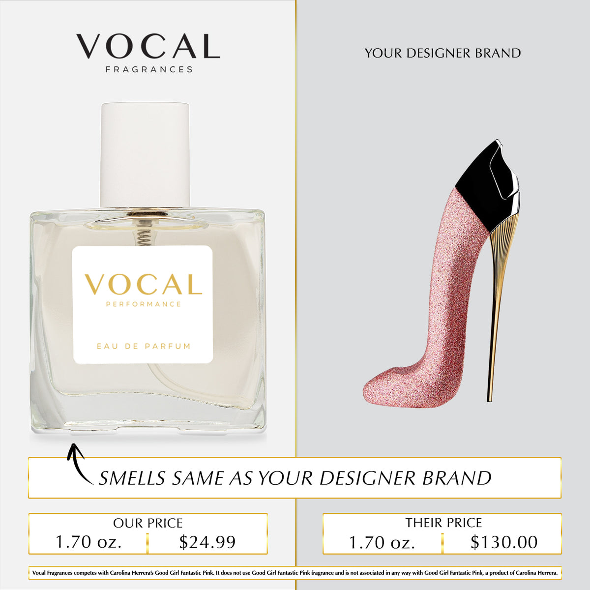 W091 Vocal Performance Eau De Parfum For Women Inspired by Carolina Herrera Good Girl Fantastic Pink